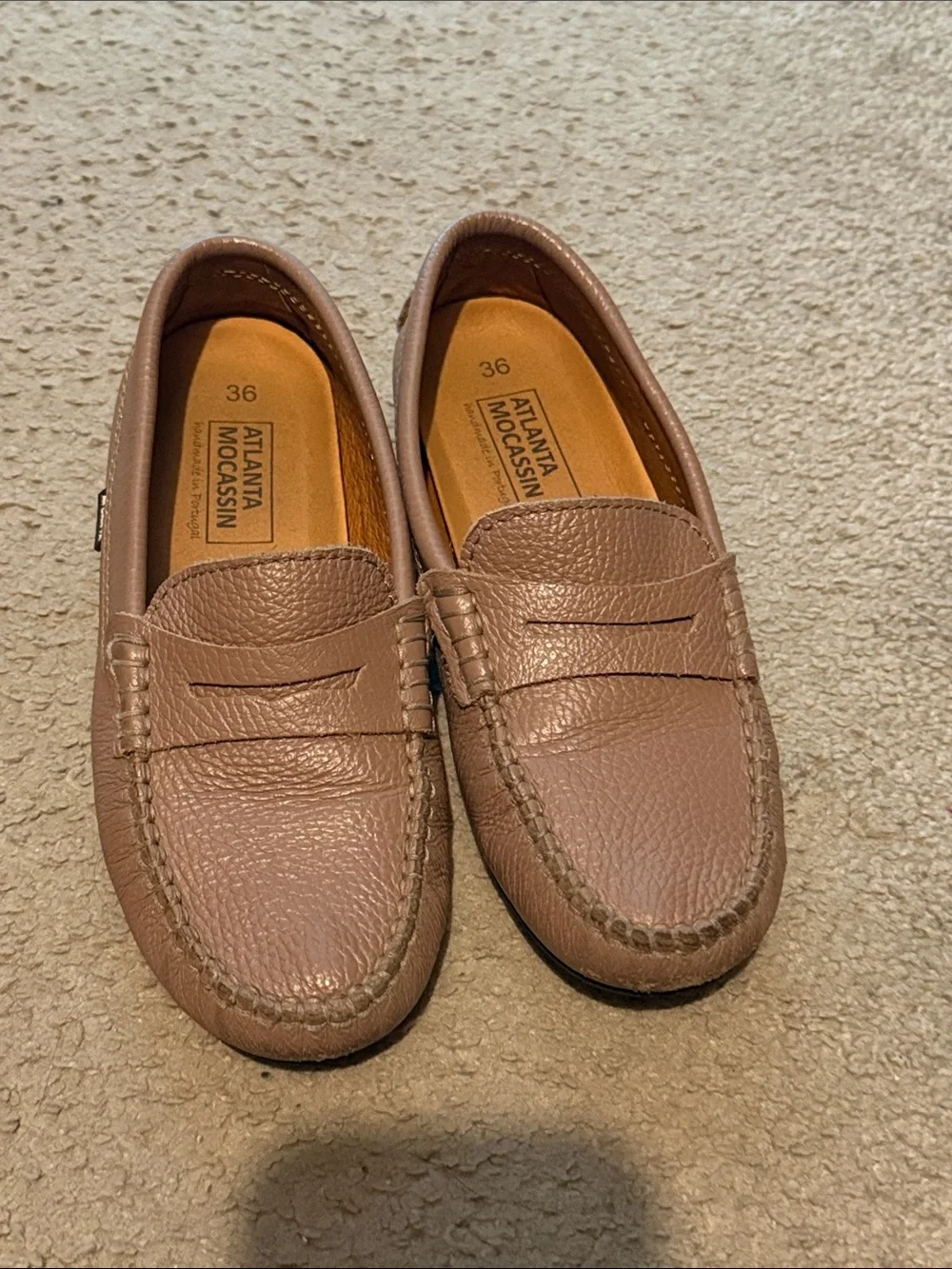 Kids' Penny Moccasins in light brown color size 4 or size 36 European